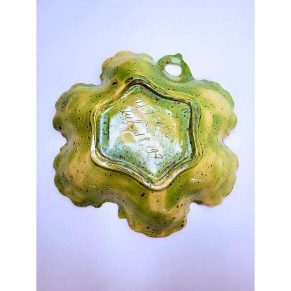 Vintage Trinket Dish Catchall Blue Green Signed Dated Studio Pottery 1973 - Picture 3 of 3